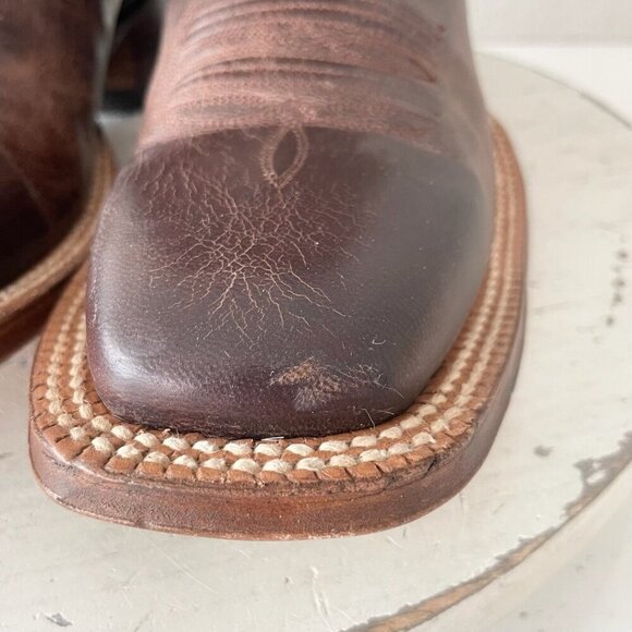 Rod Patrick Mens Cowboy Boots 8.5B Perro Loco Brown Leather Western Square Toe - Picture 7 of 14
